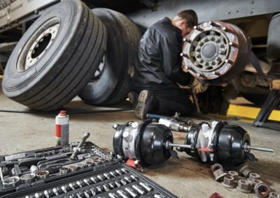 this image shows commercial truck suspension repair in Fort Lauderdale, Florida